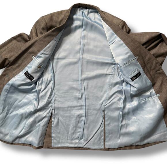 Giovanni Bresciani Sport Coat Jacket Grey Plaid Wool Sz 42L Slim Fit - Picture 3 of 9